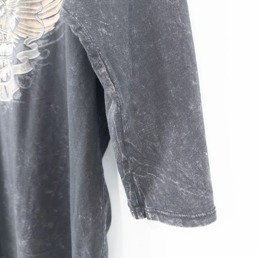 Harley Davidson Womens XL Marquette MI Forever Bald Eagle Studded 3/4 Sleeve Top - Picture 11 of 16